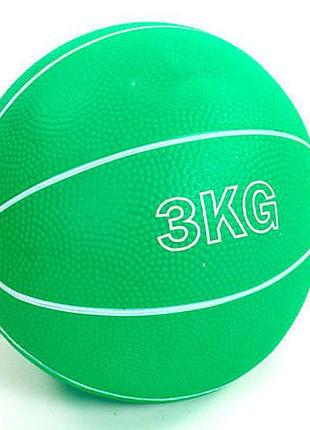 Медбол 3 кг easyfit rb зеленый медицинский мяч для фитнеса и кроссфита (ef-8407-3)