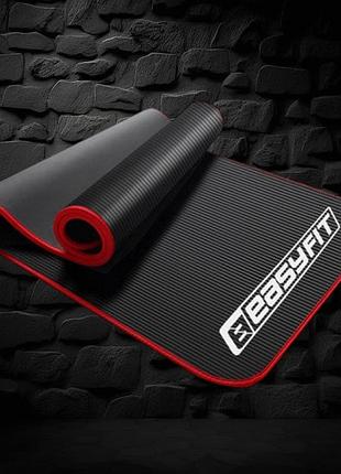 Килимок для йоги та фітнесу easyfit nbr 1 см 180×60см чорний для спорту, пілатесу, розтяжки, тренувань