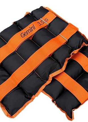 Утяжелители gemini манжеты 3.5кг × 2шт оранжевые для фитнеса бега и тренировок (g8833-7)