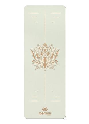 Килимок для йоги gemini каучук 183×68×0.5 см бежевий фітнес мат професійний карематдля тренувань пілатесу стретчингу
