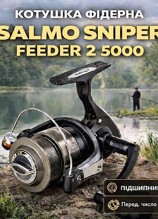 Катушка фидерная salmo sniper feeder 2 5000fd 5.2:1, long cast шпуля, передний фрикцион – бюджетная катушка для фидер