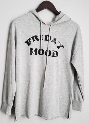 Худі лонгслив толстовка снадписью паєтками "friday mood" s