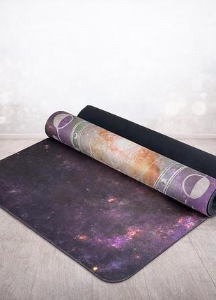 Коврик для йоги профессиональный 3мм easyfit 183×61см каучук замша антискользящий йога мат