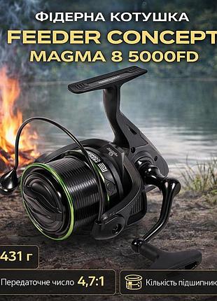 Фидерная катушка feeder concept magma 8 5000fd 7+1 подшипников, 4.7:1, 431 г – мощная катушка для фидера и дальних забросов