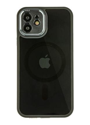 Чохол tpu+pc+metal calais with magsafe для iphone 12 black