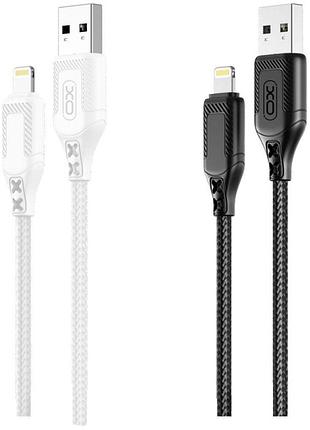 Кабель usb xo nb235 zebra series braided 2.4a lightning чорний