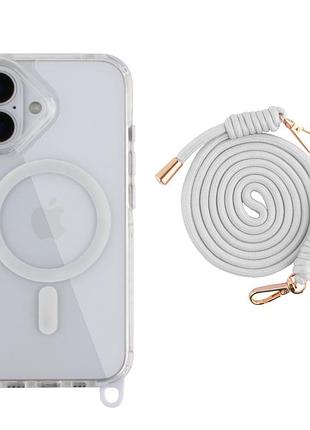 Чохол tpu+pc lanyardcase with magsafe для iphone 16 white