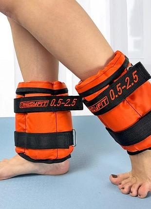 Утяжелители для рук и ног easyfit ef-wht-0.5-2.5 регулируемые 0.5×2.5 кг (2 шт.) оранжевые для фитнеса и бега