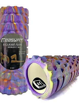 Массажный ролик easyfit eva 33×14 см фиолетовый - роллер для мфр, спины, ног, фитнеса и восстановления
