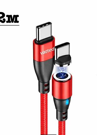 Магнітний зарядний кабель vattud usb-c до usb-c, 2 м, – швидка зарядка для смартфонів і планшетів
