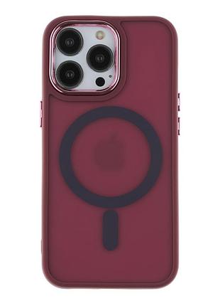 Чохол tpu+pc space magnetic color with magsafe для iphone 13 pro max bordo