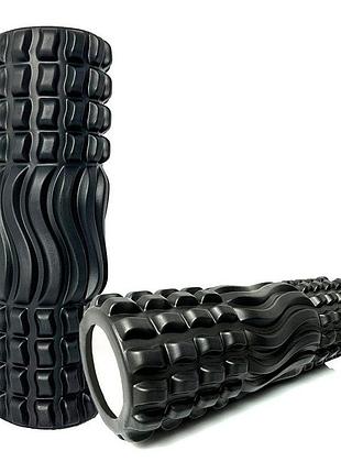 Ролик для массажа easyfit eva чёрный 33×11 см для массажа спины йоги и реабилитации (ef-3701-bk)