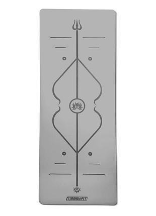 Коврик для йоги easyfit каучук 184×68×0.5 см противоскользящий серый ef-1925-gy