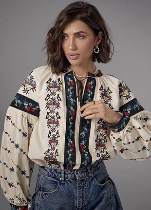 Бежева вишиванка 💓 жіноча вишита блуза 💕 жіноча вишиванка в етно стилі ✨
