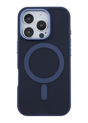 Чохол tpu+pc goldencis matte with magsafe для iphone 16 pro max dark blue