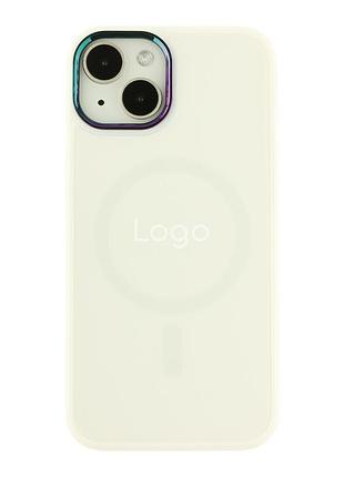 Чохол ag-glass chrome camera with magsafe для iphone 14 white