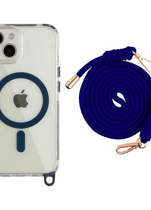 Чохол tpu+pc lanyardcase with magsafe для iphone 13/14 indigo blue
