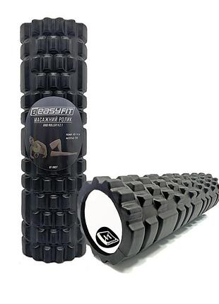 Ролик для массажа easyfit eva чёрный 45×14 см для массажа спины йоги и реабилитации (ef-2027-bk)