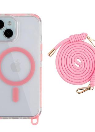 Чохол tpu+pc lanyardcase with magsafe для iphone 15 pink