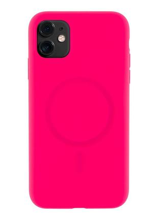 Чохол glow silicone case with magsafe для iphone 11 hot pink
