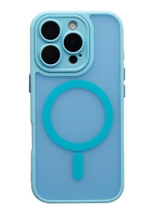 Чохол tpu+pc magnetic matte camera lens with magsafe для iphone 16 pro blue