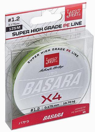 Шнур плетеный рыболовный lucky john basara green х4 pe 125м 0,194мм #1,5