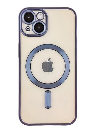 Чохол tpu metallic chrome full camera with magsafe для iphone 13 chrome dark blue