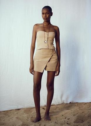Бежевий кроп топ від zara