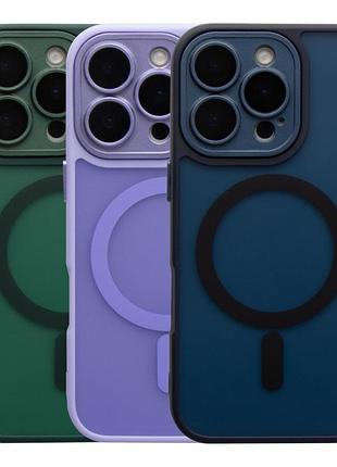 Чохол tpu+pc magnetic matte camera lens with magsafe для iphone 16 pro purple
