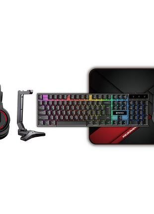 Игровой комплект 5в1 fantech p51 (клавиатура, мышь, коврик, наушники с подставкой) черный