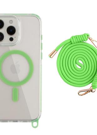 Чохол tpu+pc lanyardcase with magsafe для iphone 16 pro max fluorescent green