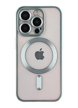 Чохол tpu metallic chrome full camera with magsafe для iphone 14 pro chrome green
