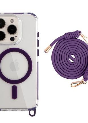 Чохол tpu+pc lanyardcase with magsafe для iphone 15 pro dark purle