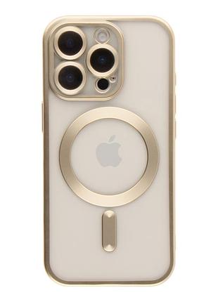 Чохол tpu metallic chrome full camera with magsafe для iphone 16 pro chrome gold