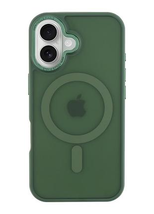 Чохол tpu+pc goldencis matte with magsafe для iphone 16 dark green
