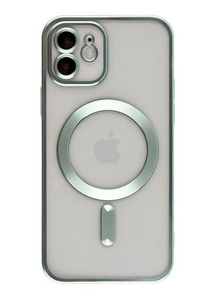 Чохол tpu metallic chrome full camera with magsafe для iphone 11 chrome green