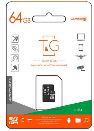 Карта пам'яті t&g microsdxc 64gb uhs-1 10 class чорний