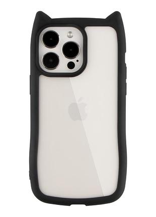Чохол tpu+pc cat ears case для iphone 14 pro max black