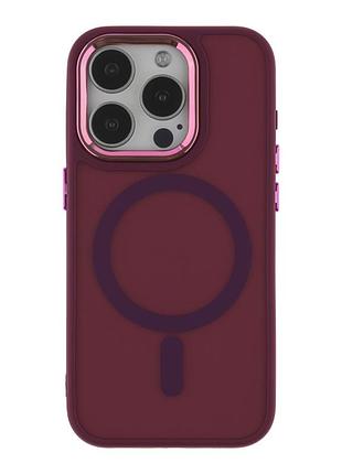 Чохол tpu+pc space magnetic color with magsafe для iphone 15 pro max bordo