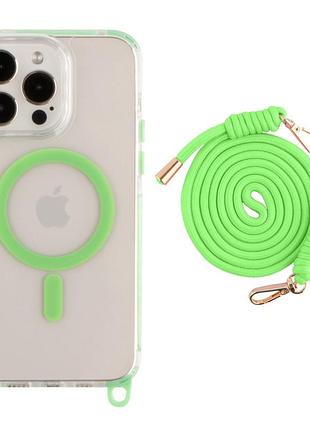 Чохол tpu+pc lanyardcase with magsafe для iphone 16 pro fluorescent green