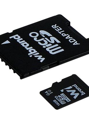 Карта памяти wibrand microsdhc 16gb uhs-1 10 class & adapter черный