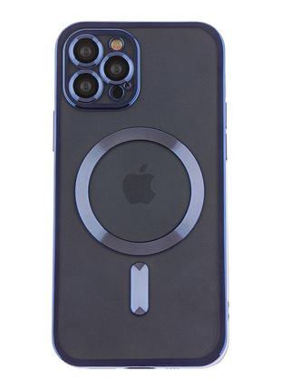 Чохол tpu metallic full camera with magsafe для iphone 12 pro max blue