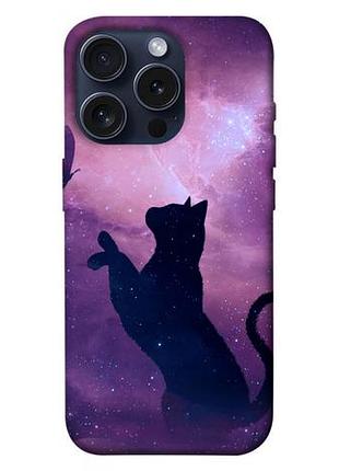 Чехол blex с картинкой кот и бабочка для apple iphone 15 pro (6.1")