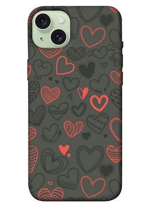 Чехол blex с картинкой милые сердца для apple iphone 15 plus (6.7")