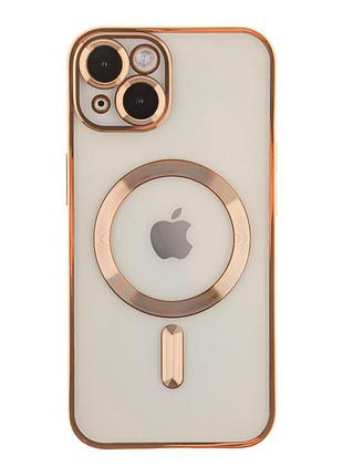 Чохол tpu metallic full camera with magsafe для iphone 15 gold