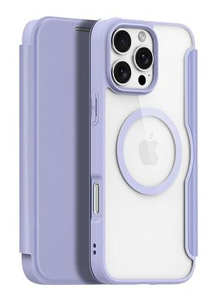 Чохол-книжка dux ducis skin x pro with magsafe для iphone 16 pro max pure purple