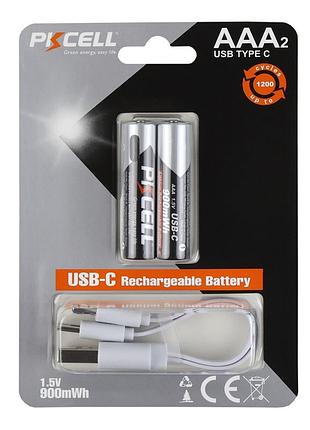 Акумуляторна батарейка aaa pkcell aaa-900 usb-c 900mwh (2 од.) aaa