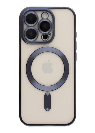 Чохол tpu metallic chrome full camera with magsafe для iphone 16 pro max chrome dark blue