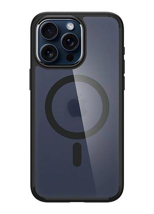 Чохол tpu+pc spigen ultra hybrid with magsafe для iphone 15 pro max black