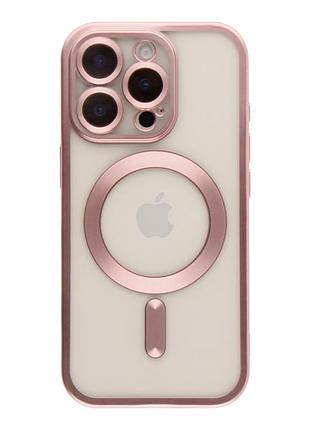 Чохол tpu metallic chrome full camera with magsafe для iphone 16 pro chrome rose